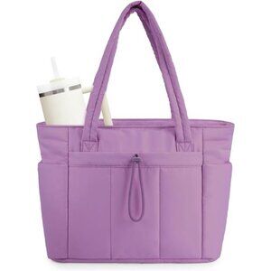 Puffer Tote Bag for Travel, Pink